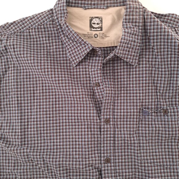 Timberland Plaid Shirt Slate Blue Burgundy Check Long Sleeve XXL TTG - Picture 2 of 8